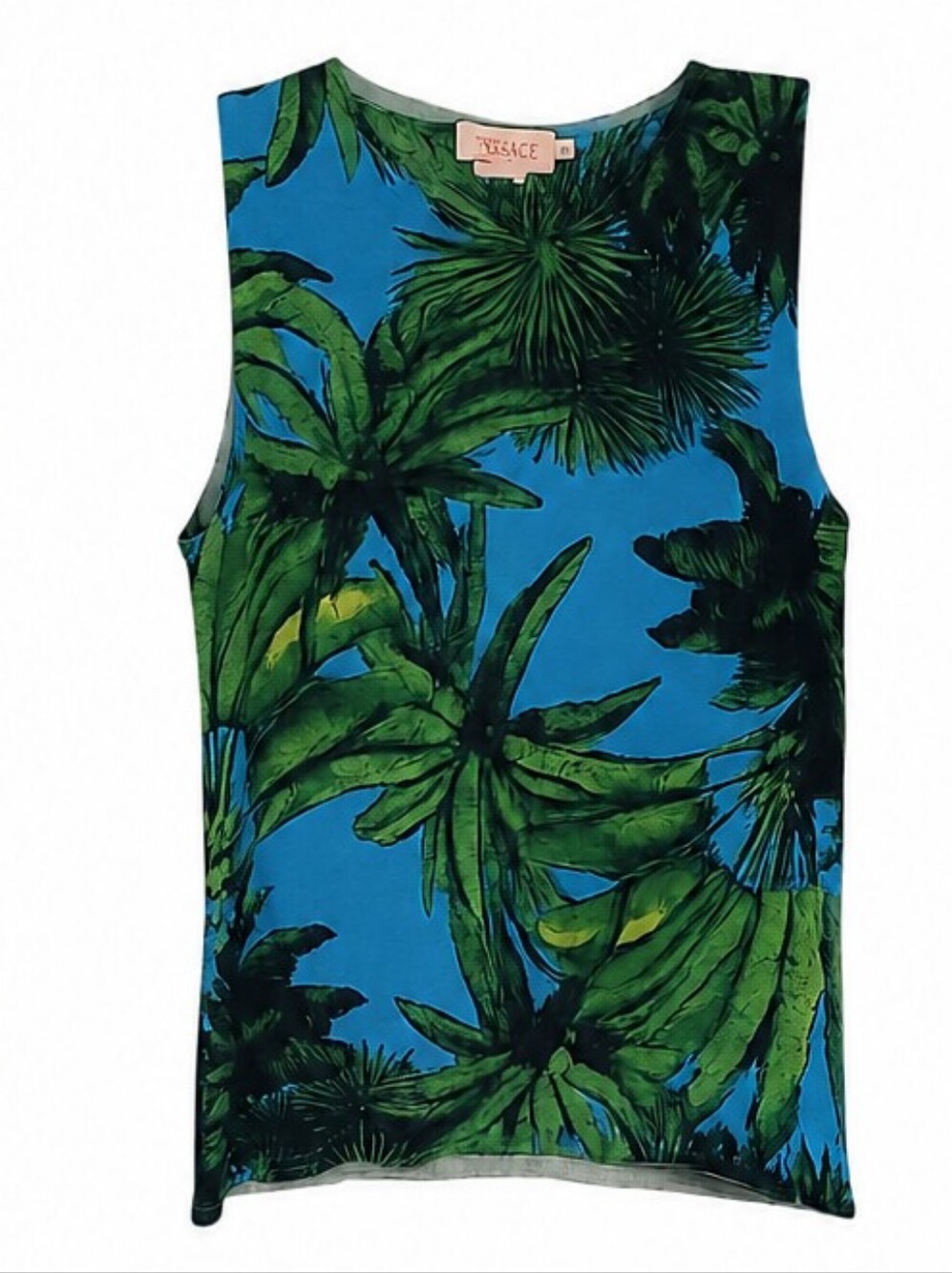 Versace TOP  Blue and Green Tropical Palm Tank